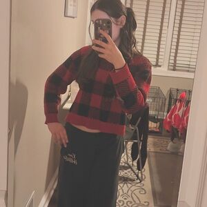 Red and Black Plaid Sweater